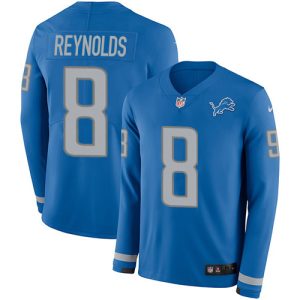 lions #8 josh reynolds blue team color men's stitched nfl limited therma long sleeve cheap jersey