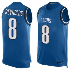 lions #8 josh reynolds blue team color men's stitched nfl limited tank top elite jersey