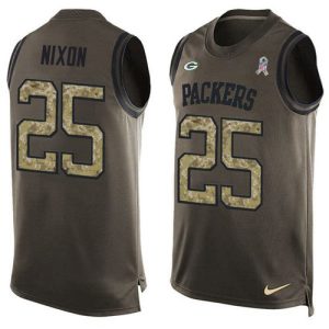 packers #25 keisean nixon green men's stitched nfl limited salute to service tank top elite jersey