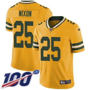 packers #25 keisean nixon yellow men's stitched nfl limited rush 100th season cheap jersey