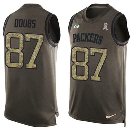 packers #87 romeo doubs green men's stitched nfl limited salute to service tank top wholesale jersey