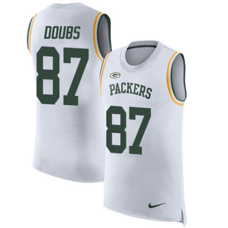 packers #87 romeo doubs white men's stitched nfl limited rush tank top wholesale jersey