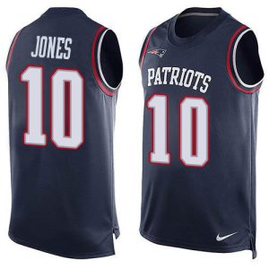 Patriots #10 Mac Jones Navy Blue Team Color Men's Stitched NFL Limited Tank Top Jersey