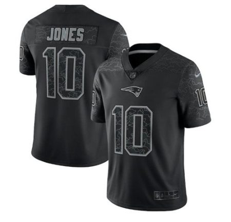 new england patriots #10 mac jones black men's nfl black reflective limited cheap jersey