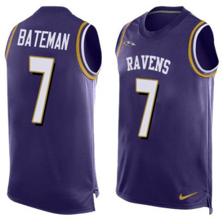 elite Ravens #7 Rashod Bateman Purple Team Color Men's Stitched NFL Limited Tank Top Jersey