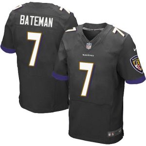 wholesale Ravens #7 Rashod Bateman Black Alternate Men's Stitched NFL New Elite Jersey