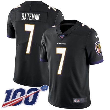 wholesale Ravens #7 Rashod Bateman Black Alternate Men's Stitched NFL 100th Season Vapor Untouchable Limited Jersey