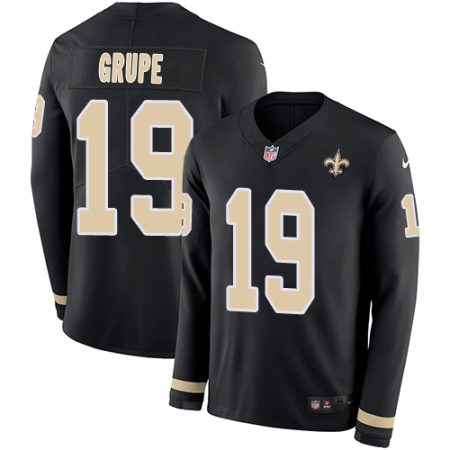 cheap Saints #19 Blake Grupe Black Team Color Men's Stitched NFL Limited Therma Long Sleeve Jersey