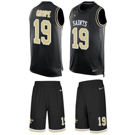 Saints #19 Blake Grupe Black Team Color Men's Stitched NFL Limited Tank Top Suit Jersey