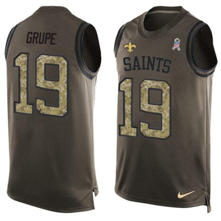 saints #19 blake grupe green men's stitched nfl limited salute to service tank top elite jersey