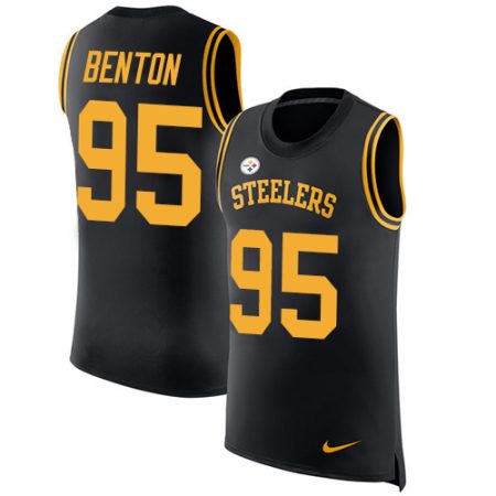 Steelers #95 Keeanu Benton Black Team Color Men's Stitched NFL Limited Rush Tank Top Jersey