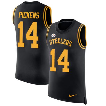 steelers #14 george pickens black team color men's stitched nfl limited rush tank top elite jersey