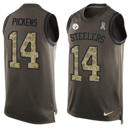 steelers #14 george pickens green men's stitched nfl limited salute to service tank top cheap jersey