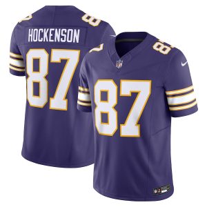 cheap Minnesota Vikings #87 T.J. Hockenson Men's Purple Vapor F.U.S.E. Limited Jersey