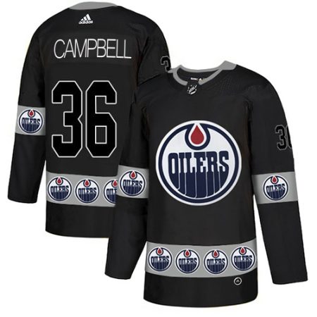 Adidas Oilers #36 Jack Campbell Black Authentic Team Logo Fashion Stitched NHL Jersey