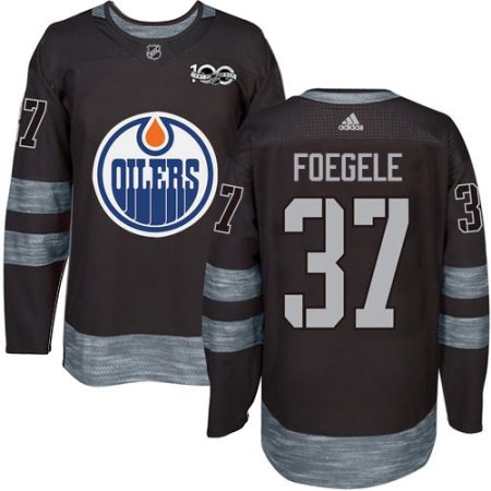 elite Adidas Oilers #37 Warren Foegele Black 1917- 2024 100th Anniversary Stitched NHL Jersey