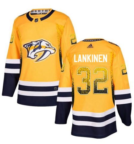 Adidas Predators #32 Kevin Lankinen Yellow Home Authentic Drift Fashion Stitched NHL Jersey