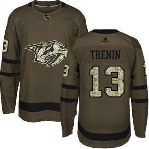 wholesale Adidas Predators #13 Yakov Trenin Green Salute to Service Stitched NHL Jersey