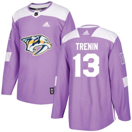 cheap Adidas Predators #13 Yakov Trenin Purple Authentic Fights Cancer Stitched NHL Jersey