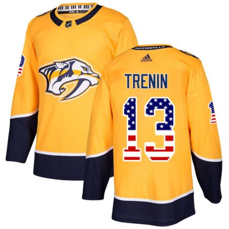 Adidas Predators #13 Yakov Trenin Yellow Home Authentic USA Flag Stitched NHL Jersey