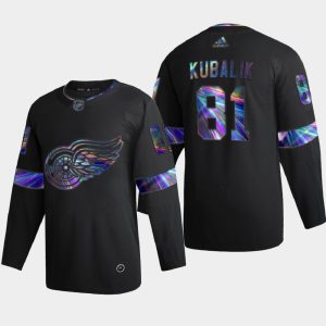 Adidas Red Wings #81 Dominik Kubalik Men's Iridescent Holographic Collection NHL Jersey - Black