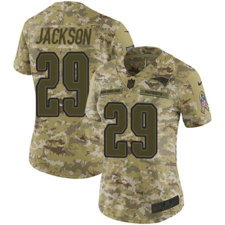 Patriots #29 J.C. Jackson Camo Women's Stitched NFL Limited 2018 Salute To Service Jersey