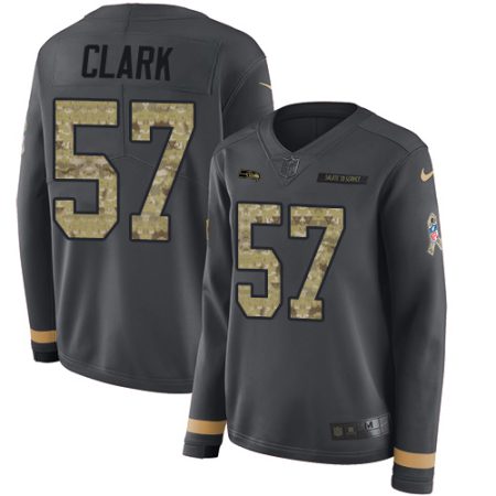 Seahawks #57 Frank Clark Anthracite Salute to Service Women's Stitched NFL Limited Therma Long Sleeve Jersey