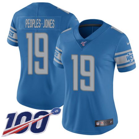 lions #19 donovan peoples-jones blue team color women's stitched nfl 100th season vapor untouchable limited cheap jersey