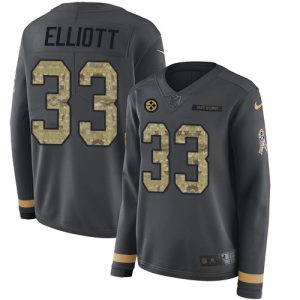 steelers #33 jalen elliott anthracite salute to service women's stitched nfl limited therma long sleeve cheap jersey