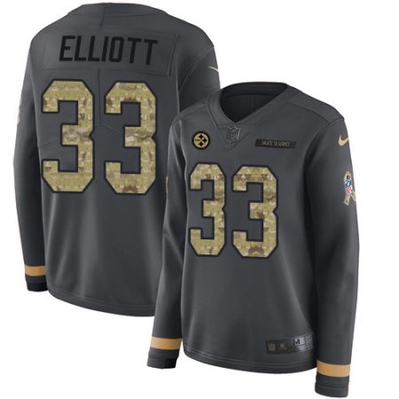 steelers #33 jalen elliott anthracite salute to service women's stitched nfl limited therma long sleeve cheap jersey