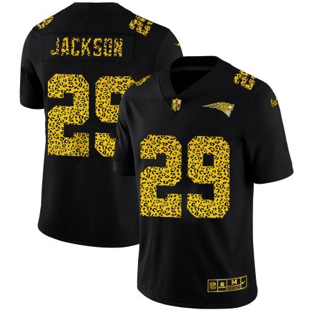 elite New England Patriots #29 J.C. Jackson Men's Leopard Print Fashion Vapor Limited NFL Jersey Black