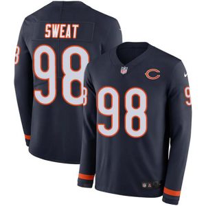 Bears #98 Montez Sweat Navy Blue Team Color Youth Stitched NFL Limited Therma Long Sleeve Jersey