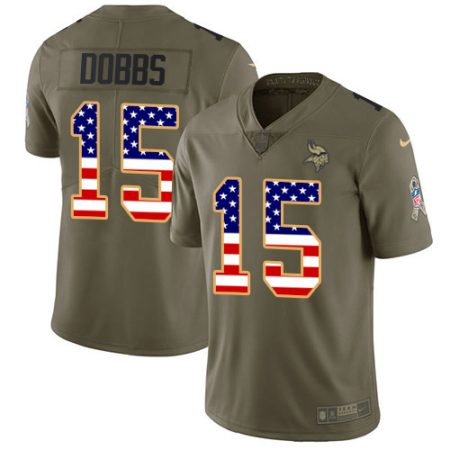 vikings #15 josh dobbs olive/usa flag men's stitched nfl limited 2017 salute to service elite jersey