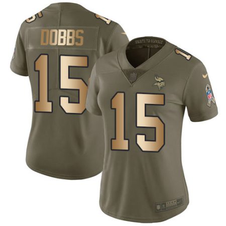 cheap Vikings #15 Josh Dobbs Olive/Gold Women's Stitched NFL Limited 2017 Salute To Service Jersey