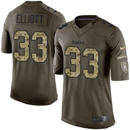 cheap Steelers #33 Jalen Elliott Green Youth Stitched NFL Limited 2015 Salute to Service Jersey