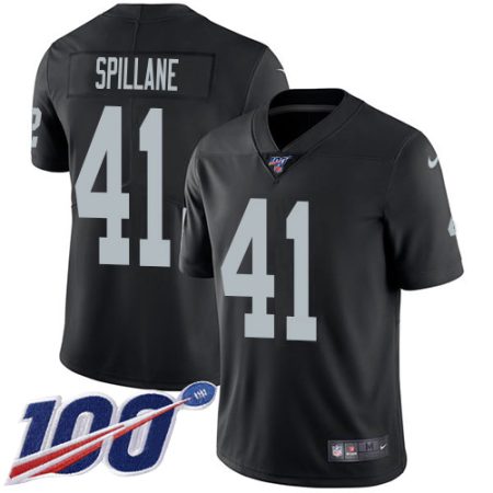 Raiders #41 Robert Spillane Black Team Color Youth Stitched NFL 100th Season Vapor Untouchable Limited Jersey