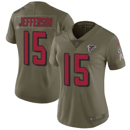 falcons #15 van jefferson olive stitched women's nfl limited 2017 salute to service elite jersey