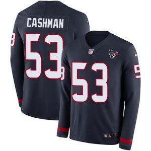 texans #53 blake cashman navy blue team color men's stitched nfl limited therma long sleeve wholesale jersey