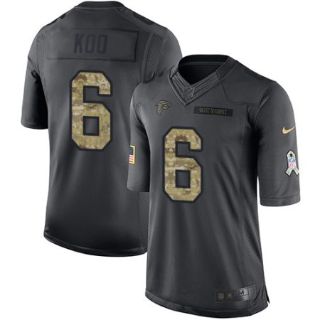 Falcons #6 Younghoe Koo Black Stitched Youth NFL Limited 2016 Salute to Service Jersey