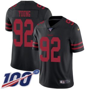 49ers #92 Chase Young Black Alternate Youth Stitched NFL 100th Season Vapor Limited Jersey