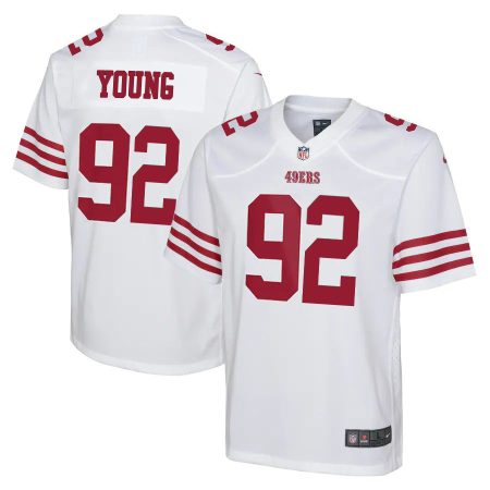 san francisco 49ers #92 chase young white youth 2022-23 nfl game wholesale jersey