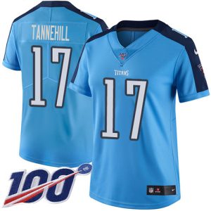 elite Titans #17 Ryan Tannehill Light Blue Women's Stitched NFL Limited Rush 100th Season Jersey