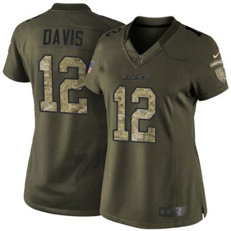 Chargers #12 Derius Davis Green Women's Stitched NFL Limited 2015 Salute to Service Jersey