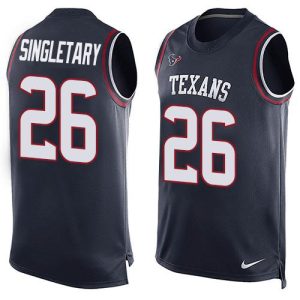 wholesale Texans #26 Devin Singletary Navy Blue Team Color Men's Stitched NFL Limited Tank Top Jersey