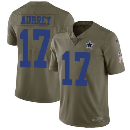 wholesale Cowboys #17 Brandon Aubrey Olive Youth Stitched NFL Limited 2017 Salute To Service Jersey