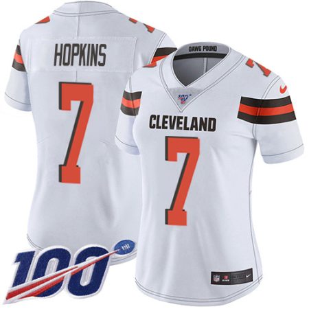 Browns #7 Dustin Hopkins White Women's Stitched NFL 100th Season Vapor Untouchable Limited Jersey