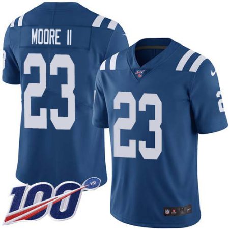 cheap Colts #23 Kenny Moore II Royal Blue Team Color Men's Stitched NFL 100th Season Vapor Limited Jersey