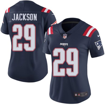 elite Patriots #29 J.C. Jackson Navy Blue Women's Stitched NFL Limited Rush Jersey