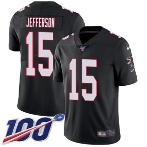 wholesale Falcons #15 Van Jefferson Black Alternate Men's Stitched NFL 100th Season Vapor Untouchable Limited Jersey