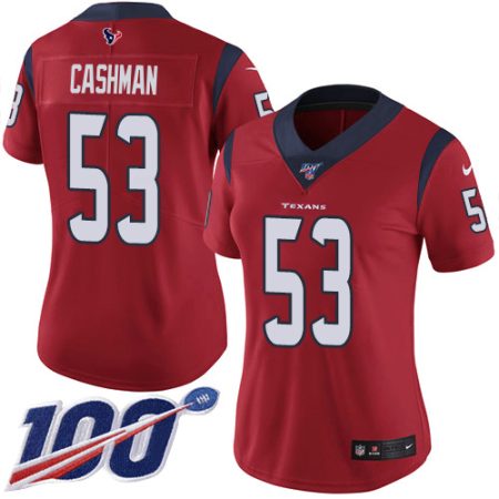 Texans #53 Blake Cashman Red Alternate Women's Stitched NFL 100th Season Vapor Untouchable Limited Jersey